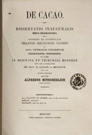 De Cacao : Dissertatio inauguralis medico-pharmacologica