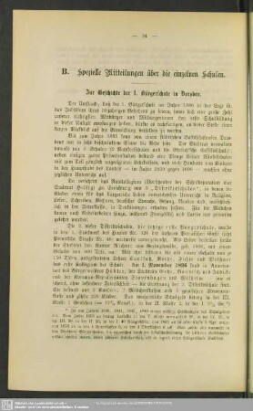 B. Spezielle Mitteilungen über die einzelnen Schule