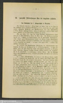 B. Spezielle Mitteilungen über die einzelnen Schule
