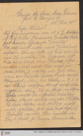 Korrespondenz von Alice und Ludwig Klein: Brief von Ludwig Klein an Kurt Klein, Irmgard Ehrlich und Max Klein