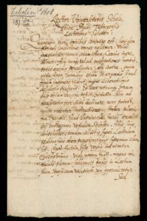 Todesanzeige des Dr. iur. utr. Jakob Zebelinus, 1608.