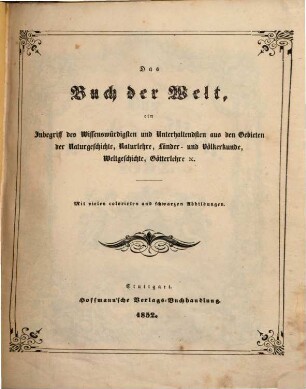 Buch der Welt : illustrirtes Volksblatt. 1852