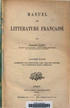 Manuel de littérature Française