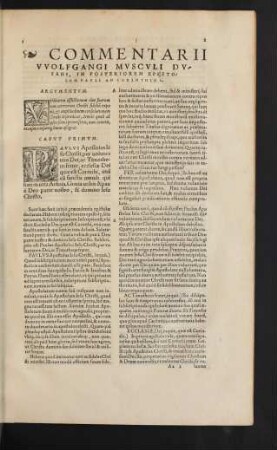 Commentarii Wolfgangi Musculi Dusani, In Posteriorem Epistolam Pauli Ad Corinthios.