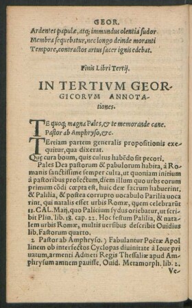 In Tertium Georgicorum Annotationes.