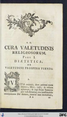 Pars I. Diaetica, De Valetudine Prospera Tuenda.