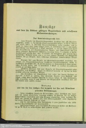 Auszüge aus den für Löbtau gültigen Regulativen und erlassenen Bekanntmachungen