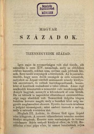 Magyar századok : Toldy Ferencz altal. 3