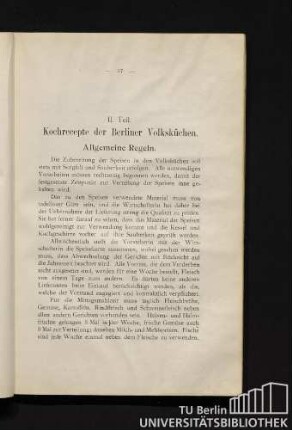 II. Teil. Kochrecepte der Berliner Volksküchen.