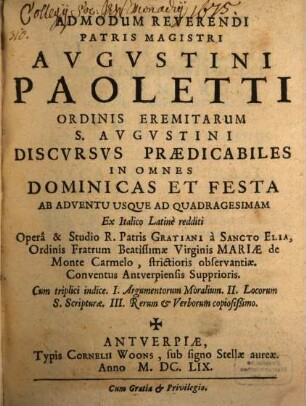 Discursus predicabiles in dominicas et festa