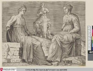 [Drei antike Sitzfiguren; Aplollo Citharoedus der Casa Sassi]
