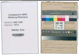 Entnazifizierung Elna Mahlke , geb. 23.11.1892 ()