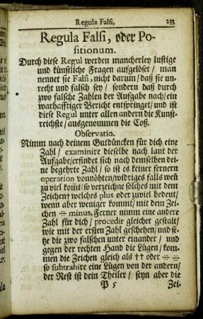 Regula Falsi, oder Positionum.