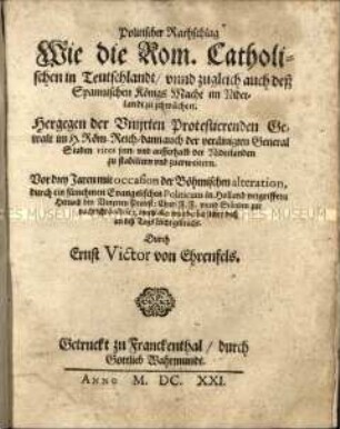 Streitschrift gegen die Katholische Liga im Dreißigjährigen Krieg