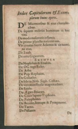 Index Capitulorum Et Exemplorum huius operis.
