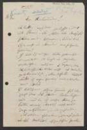 Brief von August Kanitz an Unbekannt