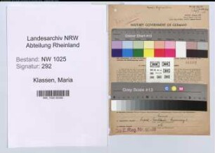 Entnazifizierung Maria Klassen , geb. 25.11.1902 (Kauffrau)