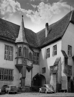 Tauberbischofsheim. Schloss (1201/1300 und 1490). Teilansicht mit Altan