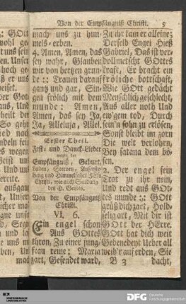 Erster Theil. Fest- und Danck-Lieder wegen der Empfängniß, Geburt, Leiden, Sterben, Auferstehung ...