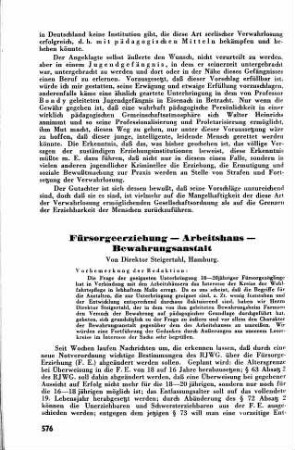 Fürsorgeerziehung - Arbeitshaus - Bewahrungsanstalt