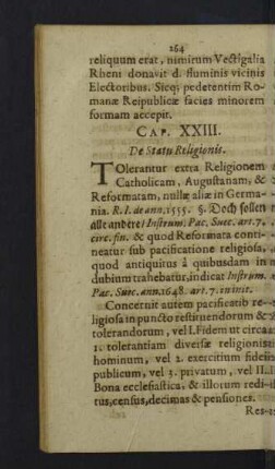 Cap. XXIII. de Statu Religionis.