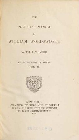 The poetical works of William Wordsworth : with a memoir : seven volumes in three, Vol. 2
