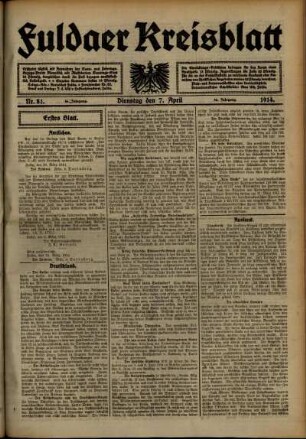 Ausgabe vom Dienstag, den 07. April 1914.