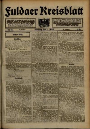 Ausgabe vom Dienstag, den 07. April 1914.