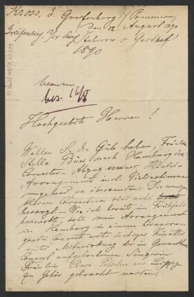 Brief an B. Schott's Söhne : 12.08.1890