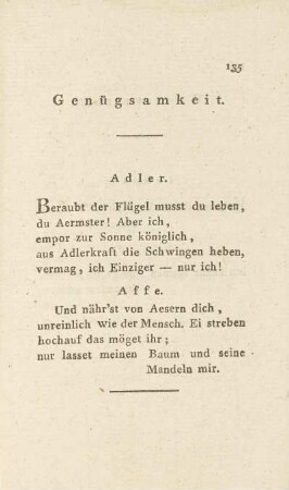 Genügsamkeit.