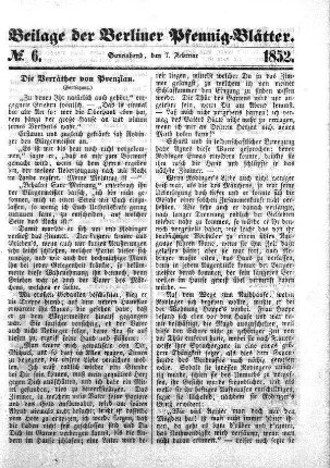 Beilage: No. 6, Sonnabend, den 7. Februar