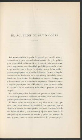 El acuerdo de San Nicolás - (Conclusión)