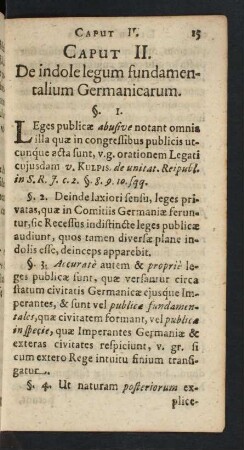 Caput II. De indole legum fundamentalium Germanicarum.