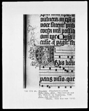 Psalterium aus Sankt Ulrich in Augsburg — Initiale U, Folio 153 recto