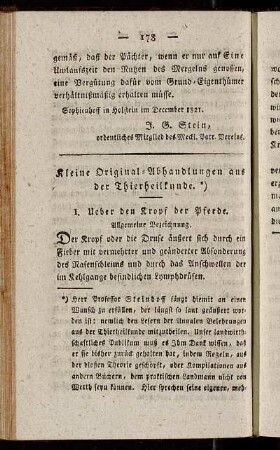 Kleine Original-Abhandlungen aus der Thierheilkunde