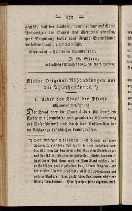 Kleine Original-Abhandlungen aus der Thierheilkunde