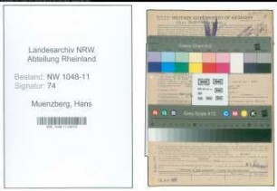 Entnazifizierung Hans Muenzberg , geb. 11.08.1910 (Kaufmaennischer Angestellter)