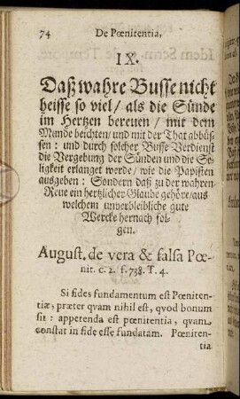 IX. De Pœnitentia, von der Busse.