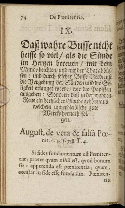 IX. De Pœnitentia, von der Busse.
