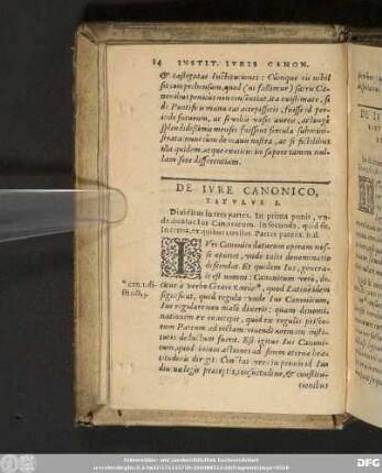 De Iure Canonico, Titulus I.