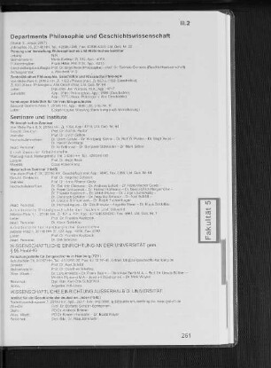 Department Philosophie und Geschichtswissenschaft
