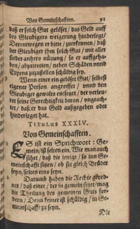 Titulus XXXIV. Von Gemeinschafften.