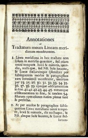 Annotationes ad Tractatum meum Lineam meridianam monstrantem.