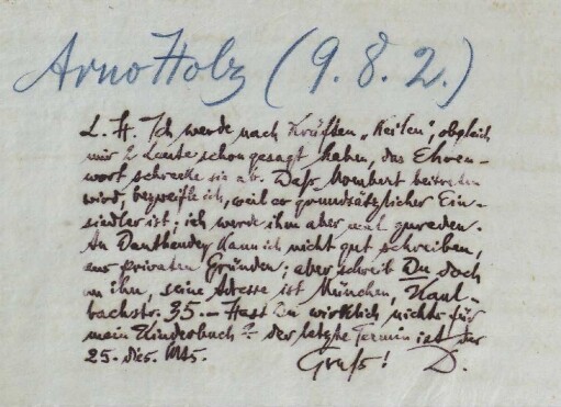 Brief an Arno Holz