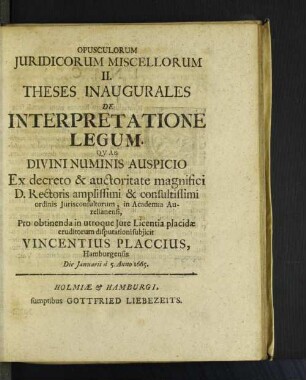 [Opusculorum Juridicorum Miscellorum II.]