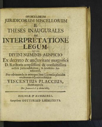 [Opusculorum Juridicorum Miscellorum II.]