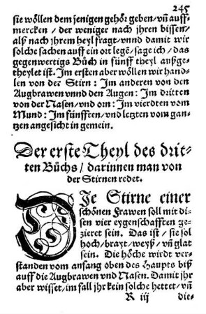 Der erste Theyl des dritten Buchs/ darinnen man von der Stirnen redet.