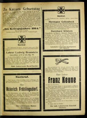 Nachruf : [Hermann Gellenbeck] ; [Bernhard Kösters]