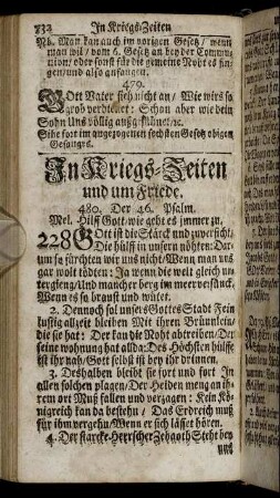 In Kriegs-Zeiten und um Friede.