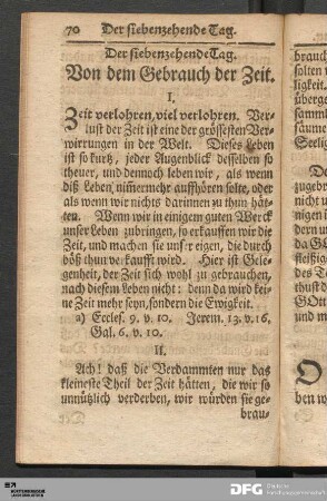Der siebenzehende Tag. Von dem Gebrauch der Zeit.